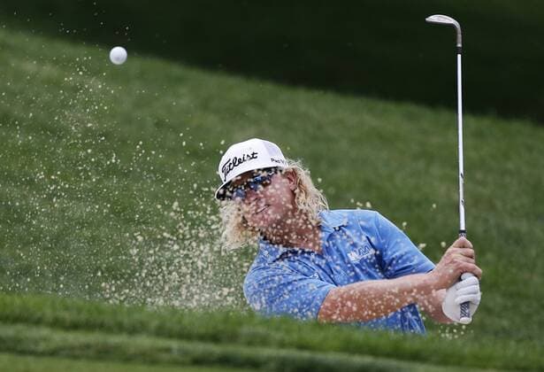 May 31, 2013 - Dublin, OH, USA - Charley Hoffman hits out of a bunker at the 17th green during the second round of the Memorial Tournament at Muirfield Village Golf Club in Dublin, Ohio, on Friday, May 31, 2013. Memorial Tournament at Muirfield Village Golf Club - ZUMAm67