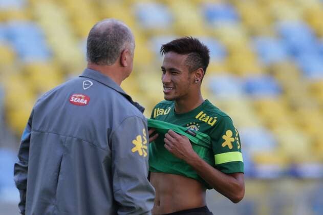 Neymar und Nationaltrainer Felipe Scolari - Training Brasilien - Rio de Janeiro RJ, Brasil 01 06 2013. x(65)xRuixPortoxFilhox xFotoarenax  (16806)