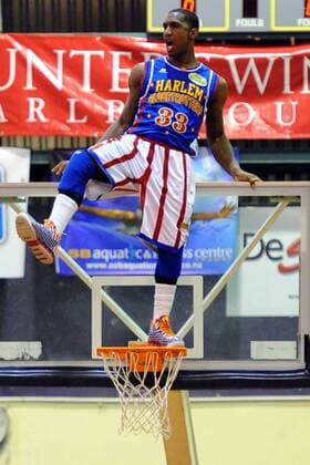 30.05.2013. Nelson,, New Zealand. Harlem Globetrotters "Bull" in action during there New Zealand "You write the rules" visit to Nelson. Trafalgar Centre, Nelson, New Zealand. xChrisxSymesx  ActionPlus11414615