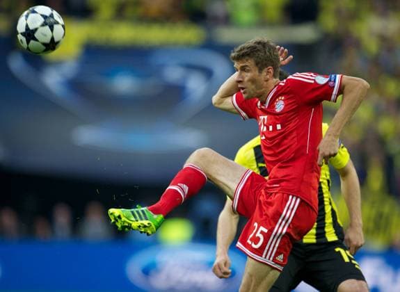 Fussball UEFA Champions League 25.05.2013 Finale London Wembley Stadion Borussia Dortmund (BVB) GER geg FC Bayern München GER 1:2 Thomas MÜLLER 25 FCB