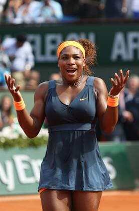 (130608) -- PARIS, June 8, 2013 (Xinhua) -- Serena Williams of the United States celebrates after winning the women s singles final match at the French Open tennis tournament in Paris June 8, 2013. (Xinhua Gao Jing) (SP) FRANCE-PARIS-TENNIS-WOMEN S SINGLES FINAL 
