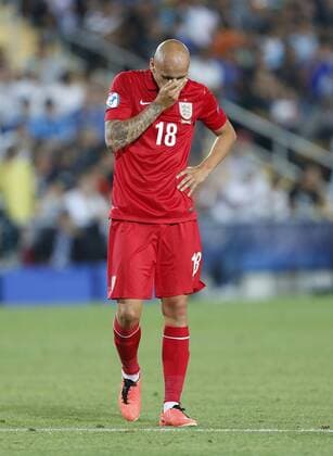 England s Jonjo Shelvey looks on dejected - Israel U21 vs England U21 - UEFA U21 Championship 2013 - Teddy Stadium - Jerusalem - Israel - 11 06 2013 - Pic David Klein Sportimage EDITORIAL USE ONLY. No use with unauthorised audio, video, data, fixture lists, club league logos or live services. Online in-match use limited to 120 images, no video emulation. No use in betting, games or single club league player publications.