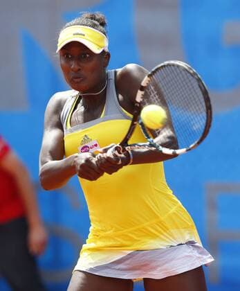Nürnberger Versicherungscup 2013,WTA Tennis Tournament,Asia Muhammed (USA),Aktion, Einzelbild,Halbkoerper,Hochformat,
