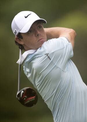 Rory McIlroy watches his drive off of the 2nd tee box during the first round of the 113th U.S. Open Championship at Merion Golf Club in Ardmore, Pennsylvania on June 13, 2013.  PHI20130613348