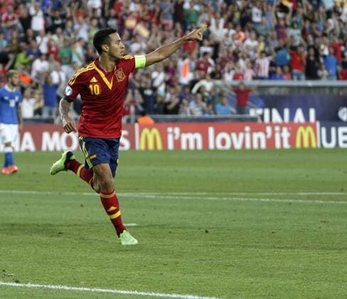Final match of the U-21 European Cup played between Italy and Spain. In this picture, Thiago celebrates after scoring. xCARLOSxBARAJASx 