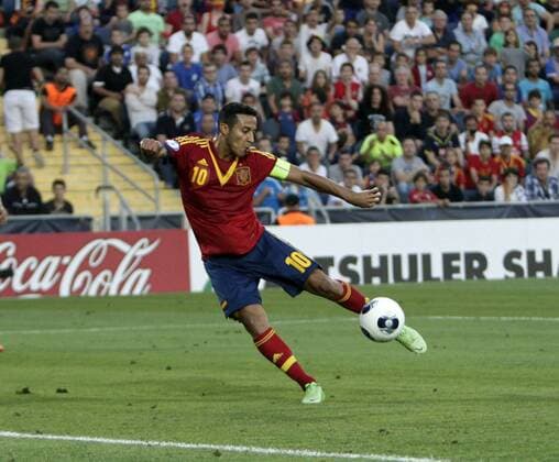 Final match of the U-21 European Cup played between Italy and Spain. In this picture, Thiago. xCARLOSxBARAJASx 