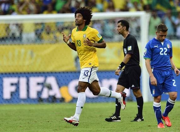 June 22, 2013 - Salvador, Bahia, Brazil - The Brazil forward Neymar celebrating his score during the match Between Brazil vs Italy at Arena Fonte Nova Stadium. Soccer 2013- Confederations Cup Brazil 2013 - Brazil vs Italy.  - ZUMACon