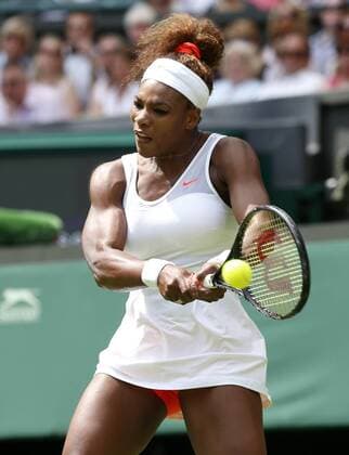 (130625) -- LONDON, June 25, 2013 (Xinhua) -- Serena Williams of the United States returns a hit Wimbledon Lawn Tennis Championships at the All England Lawn Tennis and Croquet Club in London, Britain on June 25, 2013. 