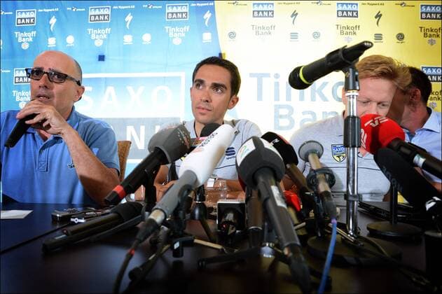 Alberto Contador Velasco (Spain Team Saxobank - Saxo Bank - Tinkoff Bank) CYCLISME : Conference De Presse Alberto Contador - Tour De France - Porto Vecchio - 27 06 2013 Photonews Panoramic 