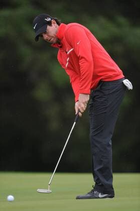 27.06.2013 Maynooth, Ireland. Rory Mcilroy putts on the 14th green (started back 9) during the first round of the Irish Open from Carton House Golf Club xTommyxGrealyx  ActionPlus27492