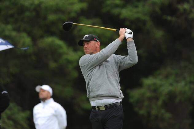 27.06.2013 Maynooth, Ireland. Thomas Bjorn drives from the 15th tee (started back 9) during the first round of the Irish Open from Carton House Golf Club xTommyxGrealyx  ActionPlus27493
