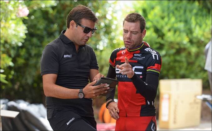 John Lelangue - Cadel Evans - BMC Racing Team CYCLISME : Equipe BMC - Tour De France - 27 06 2013 Photonews Panoramic 