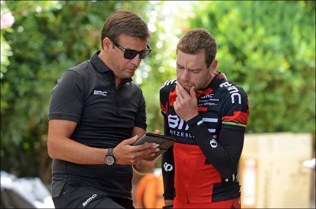 John Lelangue - Cadel Evans - BMC Racing Team CYCLISME : Equipe BMC - Tour De France - 27 06 2013 Photonews Panoramic 