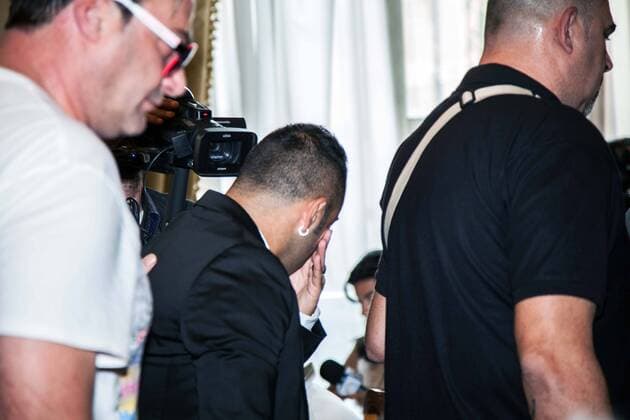 June 27, 2013 - Palermo, Italy - The top player of Palermo, Fabrizio Miccoli, investigated over alleged extortion, apologizes and breaks down in tears during the press conference, in Palermo, Sicily, on June 27, 2013.....Photo: AntonioxMelita NurPhoto Italy: Miccoli apologizes and breaks down in tears  - ZUMAn23