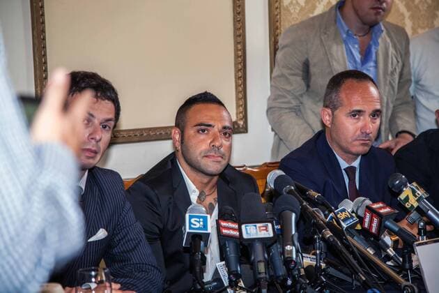 June 27, 2013 - Palermo, Italy - The top player of Palermo, Fabrizio Miccoli, investigated over alleged extortion, apologizes and breaks down in tears during the press conference, in Palermo, Sicily, on June 27, 2013.....Photo: AntonioxMelita NurPhoto Italy: Miccoli apologizes and breaks down in tears  - ZUMAn23