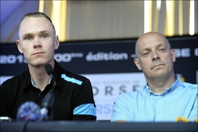 Christopher Froome (Great Britain Team Sky) and David Brailsford (Great Britain Manager Team Sky) CYCLISME : Equipe Sky - Tour De France - 27 06 2013 Photonews Panoramic 