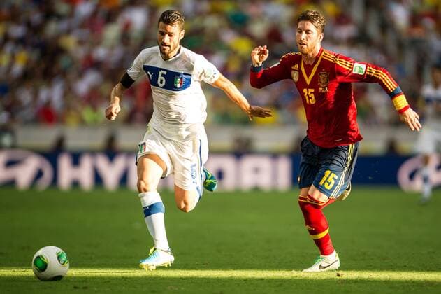 FORTALEZA, CE - 27 06 2013: Antonio Candevra , Sergio Ramos - ESP vs. ITA (x(725)xMarceloxMachadoxdexMelox x  (17359)