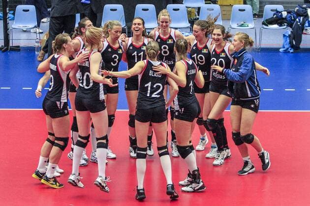 Deutschland, Hamburg, CU Arena, Volleyball , Frauen Nationalmannschaft , European League, Belgien (B), Schlussjubel der Belgierinnen(B)