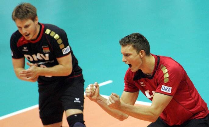 29.06.2013 Belgrade(Serbia) Serbia-Germany FIVB Men s Volleyball World League Christian Fromm(r) Germany celebration : 