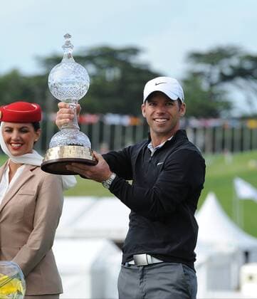 30.06.2013 Maynooth, Ireland. Paul Casey with the trophy after his win in the 2013 Irish Open from Carton House Golf Club xTommyxGrealyx  ActionPlus131005