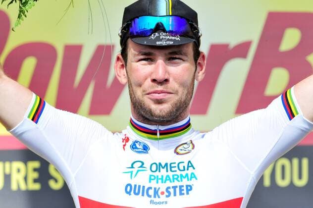 RADSPORT - Tour de France 2013 MARSEILLE,FRANKREICH,03.JUL.13 - DIVERS, RADSPORT - Tour de France 2013, 5. Etappe, Cagnes sur Mer - Marseille, Siegerehrung. Bild zeigt den Jubel von Mark Cavendish (GBR Omega Pharma-Quick Step). 