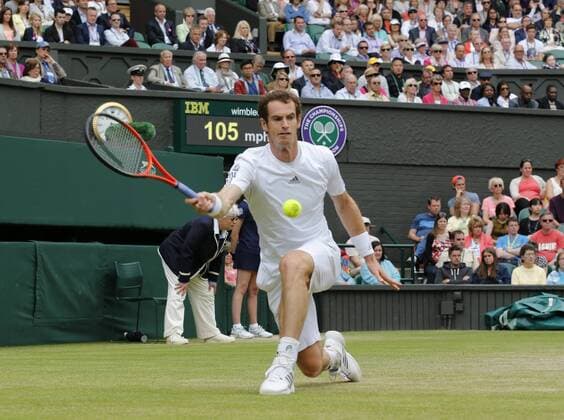 03.07.2013. Wimbledon, London, England. Day Nine of the The Wimbledon Tennis Championships 2013 held at The All England Lawn Tennis and Croquet Club, London, England, UK. Mens quarterfinals singles match. Andy Murray ( GBR ) xKieranxGalvinx  ActionPlus131785