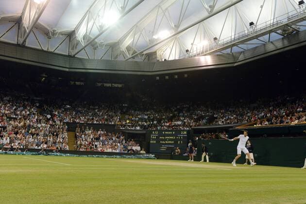 Tennis - 2013 Wimbledon Championships - Mens SemiFinal Andy Murray playing under the roof on centre court 