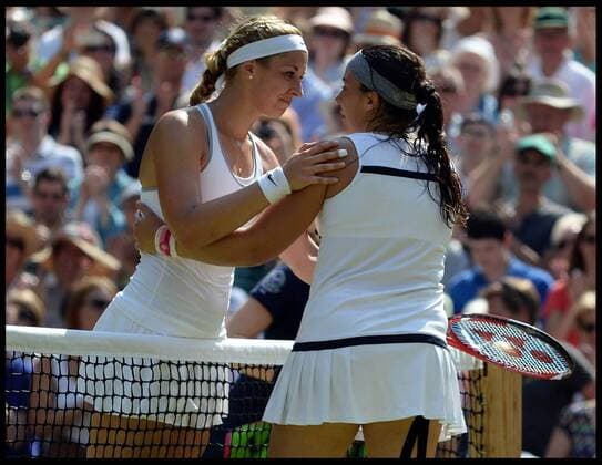 France s Marion Bartoli (Right) wins her first Grand Slam title with a dominant 6-1 6-4 victory over Sabine Lisicki in the Women s Final at the Wimbledon Tennis Championships The All England Lawn Tennis Club, Wimbledon, United Kingdom Saturday, 6th July 2013 Picture by Andrew Parsons i-Images AndrewxParsonsx xi-Images  IIM-0190-0023