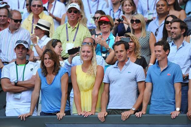 clan de Marion Bartoli (Fra) with Amelie Mauresmo, Thomas Drouet, Kristina Mladenovic, Nicolas Perotte and Antonin Mouchet TENNIS : Wimbledon 2013 - 06 07 2013 TennisMagazine Panoramic 