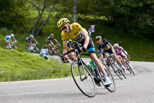 07.07.2013 Saint Girons, France. Chris Froome in the leaders yellow jersey during stage 9 of the Tour De France Saint-Girons to Bagneres de Bigorre. xSimonxGillx  ActionPlus11427529