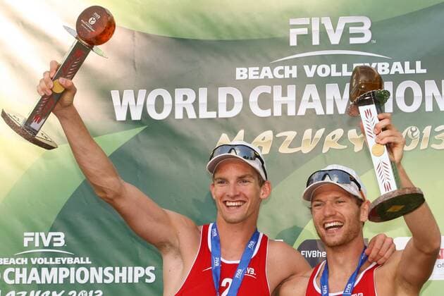 07.07.2013, Stare Jablonki, Beach Volleyball World Championships, Final Robert Meeuwsen, Alexander Brouwer (NED),  07072013toja1157