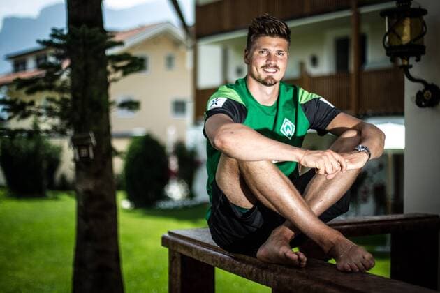 08.07.2013, Parkstadion, Zell am Ziller, AUT, SV Werder Bremen Trainingslager, im Bild Sebastian Prödl Proedl (Bremen 15) während eines Fototermins Sebastian Prödl Proedl (Bremen 15) during a Photo Call of German Bundesliga Club SV Werder Bremen at the Parkstadium, Zell am Ziller, Austria on 2013 07 08. EXPA Pictures2013, PhotoCredit: EXPA JuergenxFeichter EP_fei