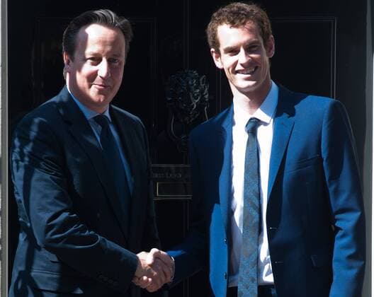 Andy Murray meets Cameron At Downing Street. Wimbledon Champion Andy Murray of Great Britain and Prime Minister David Cameron outside Downing Street, London, United Kingdom Monday, 8th July 2013 Picture by Piero Cruciatti i-Images PieroxCruciattix xi-Images  IIM-0200-0007
