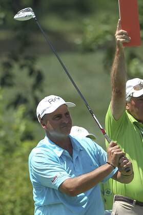 July 12, 2013 - Omaha, Nebraska, United States of America - Jul 12, 2013 - Omaha, Nebraska, U.S. - Rocco Mediate watches his drive on the 4th hole during 2nd round action of the 2013 U.S. Senior Open at Omaha Country Club..Michael Spomer Cal Media PGA Golf Herren Golf 2013: U.S. Senior Open July 11-14 - ZUMAc04