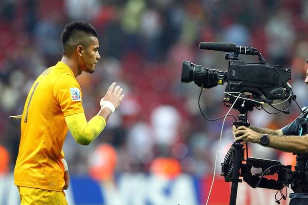 FIFA U20 World Cup Final match between France and Uruguay at Turk Telekom Arena Stadium in Istanbul, Turkey 13.07.2013 Pictured: Goalkeeper Alphonse Areola and other French players celebrate after beating Uruguay at penalty kicks during their FIFA Under 20 World Cup final football match at Turk Telecom stadium in Istanbul. 
