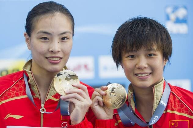 Wu Minxia and Shi Tingmao CHN gold medal Women s 3m synchronized Springboard final 15th FINA World Aquatics Championships Barcelona 19 July - 4 August 2013 Piscina Municipal de Montjuic, Barcelona (Spain) 20 07 2013 GiorgioxPerottino
