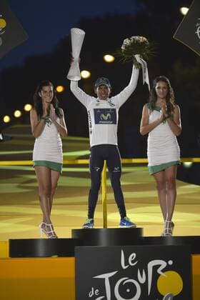 Podium : QUINTANA Nairo (COL) of MOVISTAR TEAM weißes Trikot - Blanc - Tour de France - Etappe 21 -Versailles Paris Champs Elysees - 21 07 2013 PhotoNews 