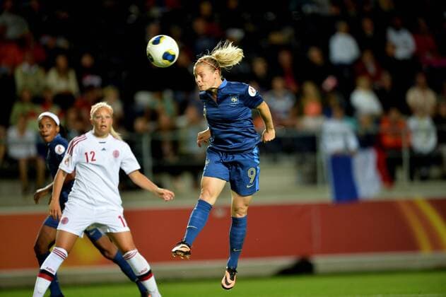 Eugenie Le Sommer (fra) - Line Jensen (den) FOOTBALL : France vs Danemark - 1 4 finale - UEFA Euro der Damen - 22 07 2013 AnthonyBIBARD FEP Panoramic 