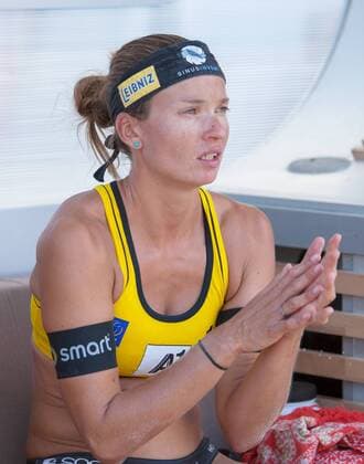 29.07.2013, Klagenfurt, Strandbad, AUT, A1 Beachvolleyball EM 2013, im Bild Kathrin Holtwick 1 GER during the A1 Beachvolleyball European Championship at the Strandbad Klagenfurt, Austria on 2013 07 29. EP_ste