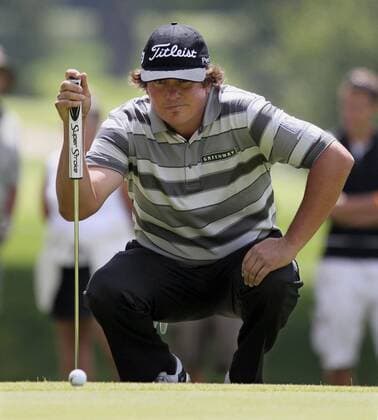 Aug. 1, 2013 - Akron, OH, USA - Jason Dufner lines up his putt on the 8th hole during the opening round of the WGC-Bridgestone Invitational at Firestone Country Club in Akron, Ohio, on Thursday, August 1, 2013. WGC-Bridgestone Invitational - ZUMAm67