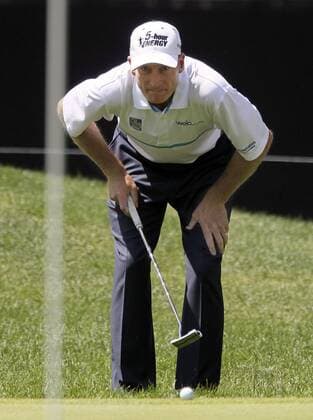 Aug. 1, 2013 - Akron, OH, USA - Jim Furyk lines up his putt on the 16th hole during the opening round of the WGC-Bridgestone Invitational at Firestone Country Club in Akron, Ohio, on Thursday, August 1, 2013. WGC-Bridgestone Invitational - ZUMAm67