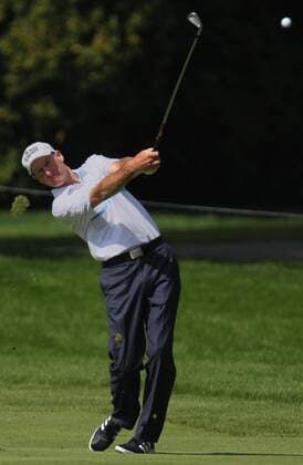 Aug. 1, 2013 - Akron, OH, USA - Jim Furyk hits a shot from the fairway on the 4th hole during the opening round of the WGC-Bridgestone Invitational at Firestone Country Club in Akron, Ohio, on Thursday, August 1, 2013. WGC-Bridgestone Invitational - ZUMAm67
