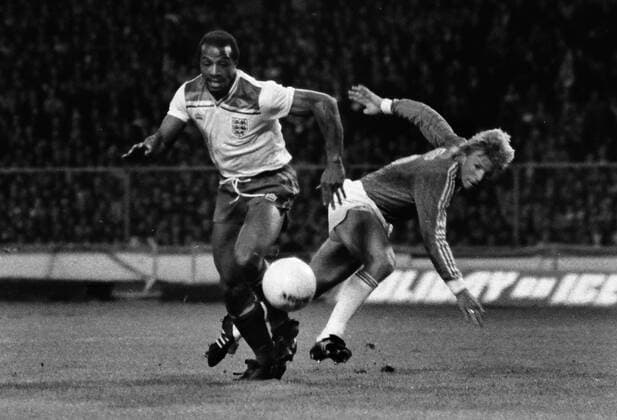 Football - 1982 International Friendly - England 1 West Germany 2 England s Cyrille Regis at Wembley. 13 10 1982 