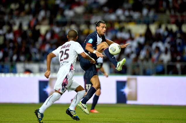 Javier Pastore (psg) - Mariano (bor) FOOTBALL : Paris SG vs Bordeaux - Trophee des champions - 03 08 2013 AnthonyBIBARD FEP Panoramic 
