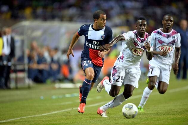 Lucas (psg) - Maxime Poundje (bor) FOOTBALL : Paris SG vs Bordeaux - Trophee des champions - 03 08 2013 AnthonyBIBARD FEP Panoramic 