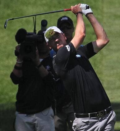 Aug. 3, 2013 - Akron, OH, USA - Chris Wood hits his second shot on the 10th hole during the third round of the WGC-Bridgestone Invitational at Firestone Country Club in Akron, Ohio, on Saturday, August 3, 2013. WGC-Bridgestone Invitational - ZUMAm67