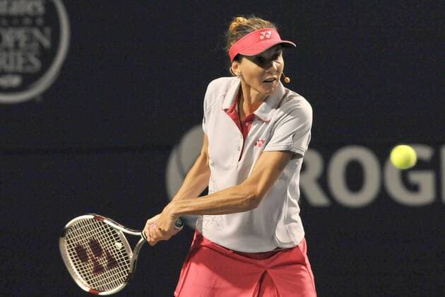 Aug. 5, 2013 - Toronto, Ontario, Canada - Toronto, Ontario, Canada, August 5, 2013. Monica Seles in action during a doubles exhibition match during the WTA Tennis Damen Rogers Cup at Rexall Centre in Toronto, Ontario, Canada on August 5th. .GerryxAngus CSM Tennis 2013: WTA Tennis Damen Rogers Cup AUG 5 - ZUMAc04