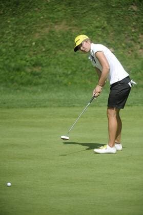 German Ann-Kathrin Lindner during the Pilsen Golf Masters 2013 women s golf tournament within the Ladies European Tour (LET) series held at the Plzen-Dysina Golf Park near Plzen, Czech Republic, Sunday, Aug. 11, 2013. Lindner won the tournament. (CTKxPhoto PetrxEret) CTKPhotoP201308110362001  ert 10