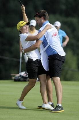 German Ann-Kathrin Lindner during the Pilsen Golf Masters 2013 women s golf tournament within the Ladies European Tour (LET) series held at the Plzen-Dysina Golf Park near Plzen, Czech Republic, Sunday, Aug. 11, 2013. Lindner won the tournament. (CTKxPhoto PetrxEret) CTKPhotoP201308110353401  ert 2