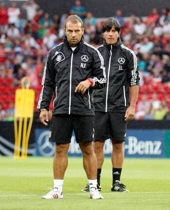 12.08.2013, xsvx, Fussball Deutsche Fussball Nationalmannschaft Training, v.l. Trainer Hans-Dieter HANSI Flick (Deutsche Fussball Nationalmannschaft DFB) Trainer Joachim JOGI Löw (Deutsche Fussball Nationalmannschaft DFB)